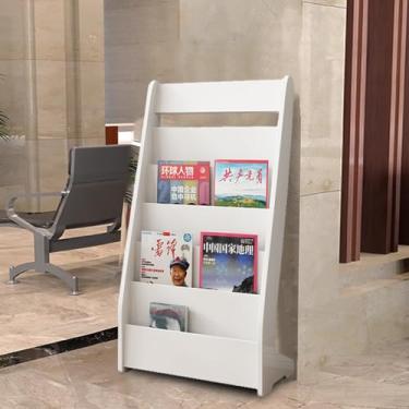 Imagem de LaYiQimn Porta-revistas no suporte, suporte de jornal, 5 camadas, resistente, para salas de exposição, arquivos, informações, organizador de prateleiras no suporte