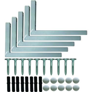 Imagem de Kit 10 Suportes Mão Francesa Cantoneira Prateira Branco 25Cm