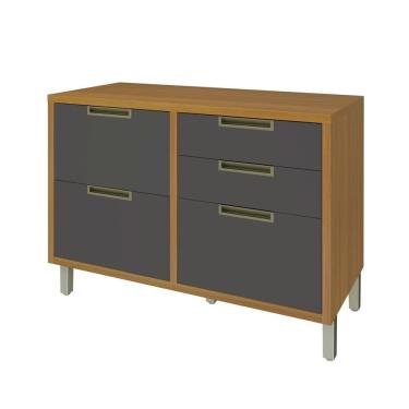 Imagem de Balcão Para Cozinha 1 Porta 4 Gavetas Imperatriz Nesher Móveis Freijó/grafite