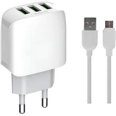 Imagem de Adaptador Carregador Tomada Três Saídas Turbo 3.1A Cabo V8