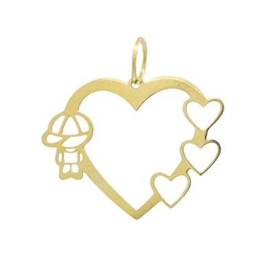 Imagem de Pingente em Ouro 18K Coração com Menino - Joia Exclusiva - Justino Rib