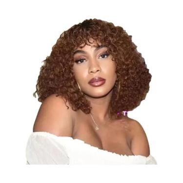Imagem de Peruca De Cabelo Humano Remy Bob Jerry Curl Brasileiro Preto Com Franj