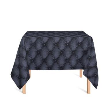Imagem de Toalha de Mesa Quadrada em Tecido Jacquard Estampado Capitonê Cinza Es