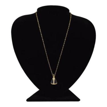 Imagem de Colar Banhado Em Ouro Elo Singapura Nossa Senhora Clássica - Ponte Vec