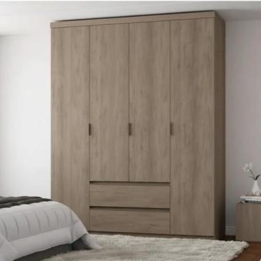 Imagem de Guarda-roupa 4 Portas 2 Gavetas 100% MDF 168cm X 230cm Nobre - THB Móv