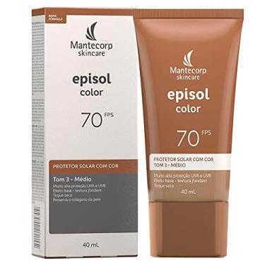 Imagem de MANTECORP - Protetor Solar Facial Episol Color FPS 70 - Efeito Base, Alta Proteção UVA e UVB, Toque Seco, Rápida Absorção - Tom 3 Médio - 40ml