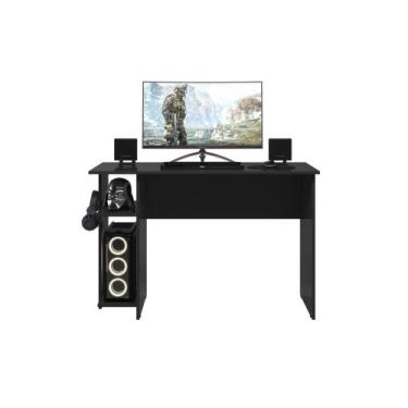 Imagem de Mesa Gamer 114cm com Suporte CPU e Fone MDP Fosco 2 Prateleiras - Libe