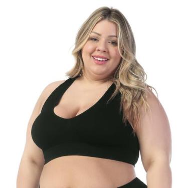 Imagem de Sutiã Top Nadador Plus Size com Bojo  Sem Costura Zee Rucci, Preto, G2