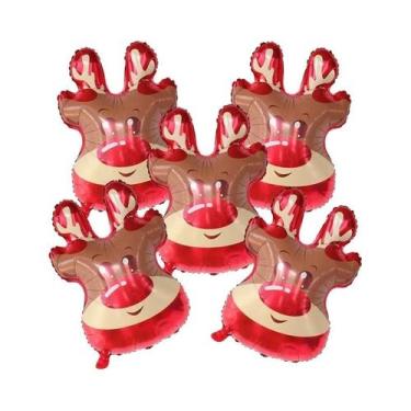 Imagem de Balões De Natal Em Papel Metalizado 5pcs Tema Papai Noel, Boneco De Ne