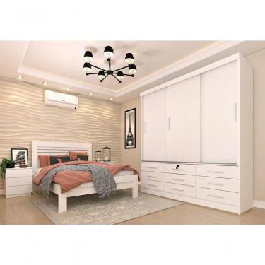 Imagem de Guarda Roupa Casal 3 Portas 9 Gavetas - Chicago-neve - Tcil Móveis