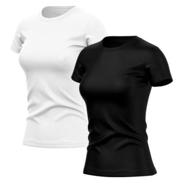 Imagem de Kit 2 Camisetas Feminina Dry Fit Básica Lisa Proteção Solar UV Térmica