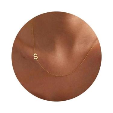 Imagem de Colar Feminino Minimalista Com Pingente De Letra Inicial Em Aço Inoxid