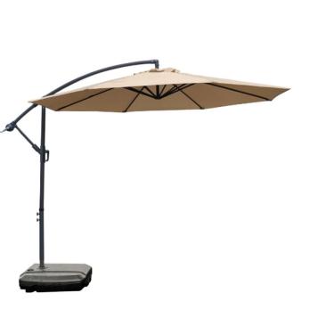 Imagem de Ombrelone Lateral Com Base 2 Rodinhas Hdpe Bahamas Rivatti 300cm Larg Alumínio Capa Poliéster Marfim