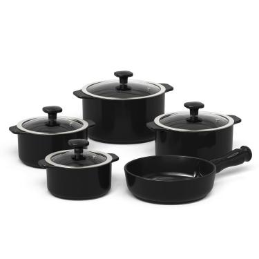 Imagem de Jogo de Panelas de Cerâmica Slim 5 Peças Preto Ceraflame