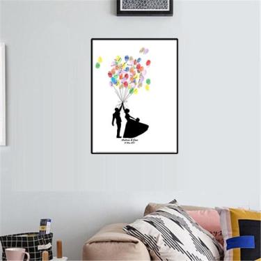 Imagem de Placa de casamento de árvore/balão com pintura em tela DIY - Omkarsy O