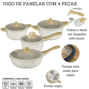 Imagem de Conjunto Jogo De Panelas 4 Peças Antiaderente Indução Gás Revestido Ce