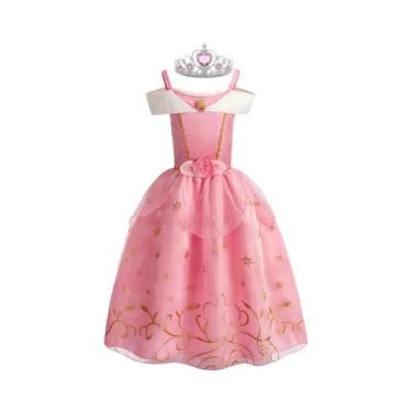 Imagem de Vestido De Princesa Aurora Da Bela Adormecida Rosa Para Meninas, Fanta