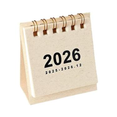 Imagem de Mini Calendário De Mesa 2026 Simples Criativo Com Espiral Pequena Deco