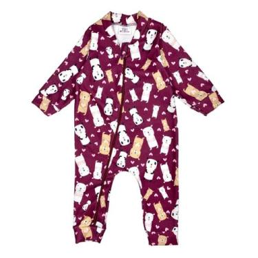 Imagem de Macacão Boucle Peluciado Bebê Com Zíper Estampado Inverno - Fofotinhos