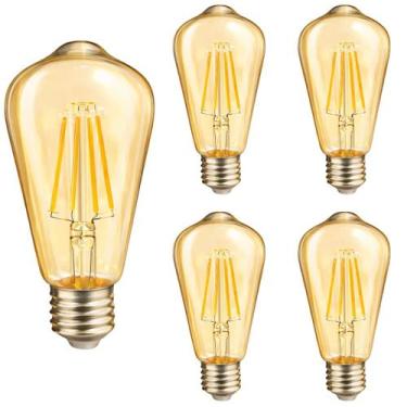 Imagem de 5 Lâmpada Filamento LED ST64 Retrô Luz Âmbar 4W E27 Bivolt - Avant