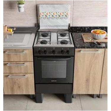 Imagem de Fogão 4 Bocas Atlas Milão Mesa Inox Preto Cod: 187.052