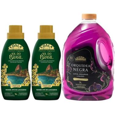 Imagem de Kit Coala Orquídea Negra Lava Roupas 3L e 2 Amaciantes Sol do Brasil 1