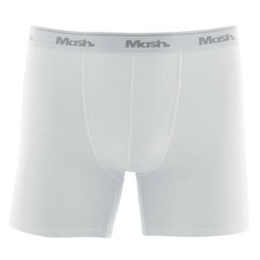 Imagem de Cueca Boxer Longa Mash Masculina Algodão Cotton Elástico, Branco, Xxgg
