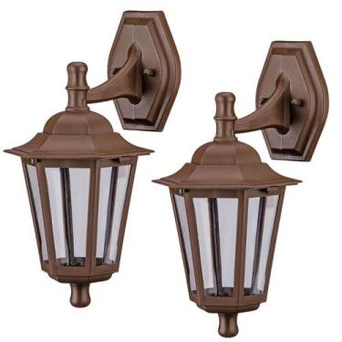 Imagem de Kit 2 Arandelas Clássicas Luminárias de Parede 37cm Marrom Lente Trans