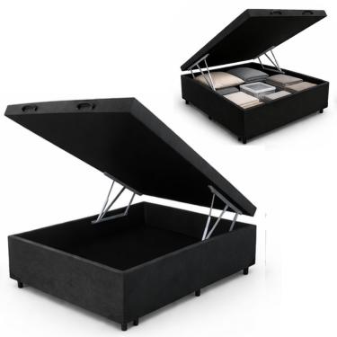 Imagem de Cama Box Baú Casal Corino  (138x188) Reforçada - Preto