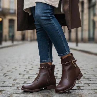 Imagem de Bota Feminina Piccadilly Cano curto Salto Baixo Original, Cacau, 35