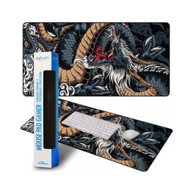 Imagem de Mouse pad gamer extra grande antiaderente dragão azul 70x35 - EXBOM