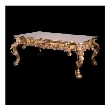 Imagem de Mesa de Centro Luiz XV Entalhes Luxuosos Folha Ouro - LUXdécor