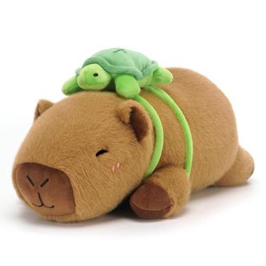 Imagem de Capivara de pelúcia pesada SQEQE com mochila de tartaruga