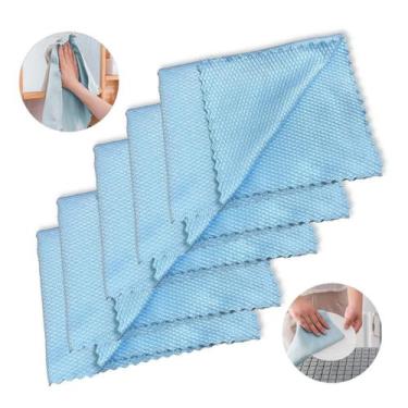 Imagem de Kit 5 Toalhas Pano Limpeza Reutilizável Escama De Peixe 40x30 - Vendas