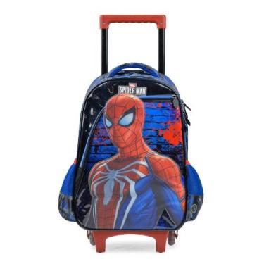 Imagem de Mochila de Rodinhas Masculina Homem Aranha Azul Escuro - Bagaggio, U, 