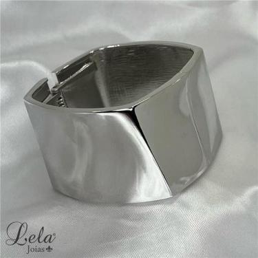 Imagem de Bracelete em bijuteria maxi quadrado liso prata - LELA JOIAS