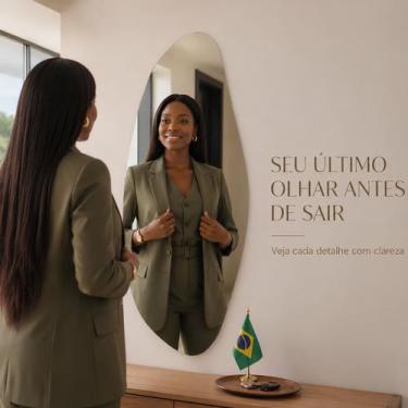 Imagem de Espelho Grande Decorativo Banheiro Sala Quarto Moderno 90x40cm Luxo Es