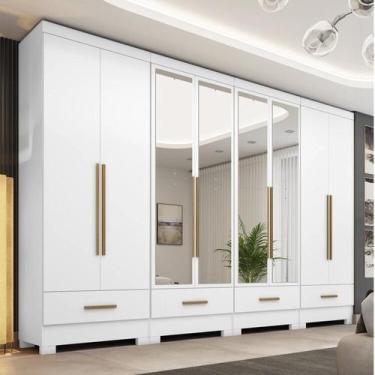 Imagem de Quarto Modulado 100% MDF 4 Peças 8 Portas 4 Gavetas com Espelhos Smart