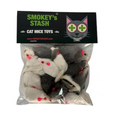 Imagem de Brinquedo para Gatos Smokey's Stash Ratinhos de Pele de Coelho Pacote 