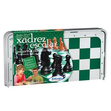Imagem de Xadrez Escolar Tabuleiro de Plástico Durável - Xalingo