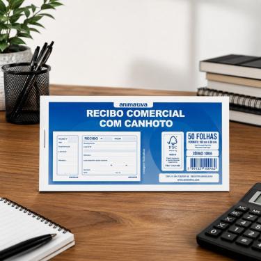 Imagem de Bloco Controle de Recibo 50 Folhas Papel 01 Unidade Organizacao Financeira Azul