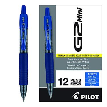 Imagem de Pilot, G2 Mini canetas de gel esferográficas premium, ponta fina de 0,7 mm, azul, pacote com 12