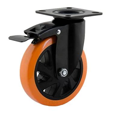 Imagem de Rodízio giratório com placa e freio 5" linha black poliuretano (pu) - Colson