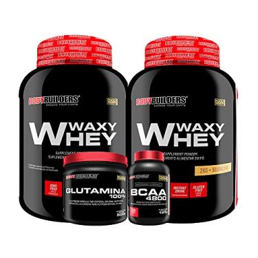 Imagem de KIT 2x Whey Protein Waxy Whey 2kg + Glutamina 500g + BCAA 4800 250 Cápsulas - Bodybuilders…