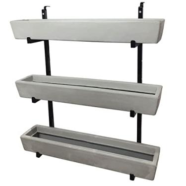 Imagem de Suporte Prateleira de Ferro Jardim Vertical com 3 Floreiras Cor: Cinza