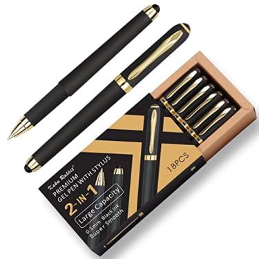 Imagem de Caneta esferográfica de tinta gel – Refil de grande capacidade, ponta fina de 0,5 mm, clipe de metal, escrita suave para escritório, negócios, presente, tipo fosco, tinta preta, pacote com 18, coelhinho Kaka