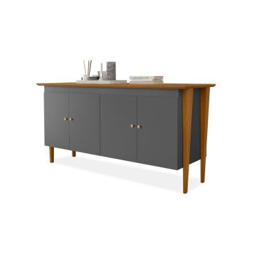 Imagem de Aparador Buffet Moretta 4 Portas  Sala Star / Sala Jantar Cinza/Carvalho New