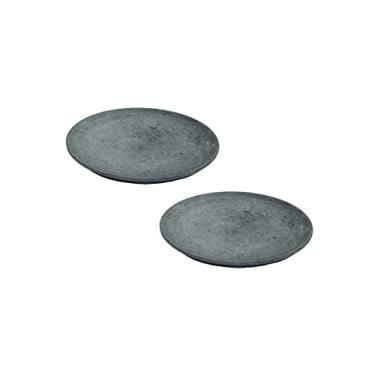 Imagem de Kit 2 Pratos Raso Redondo Pedra Sabão Sobremesa e Bolos 18cm