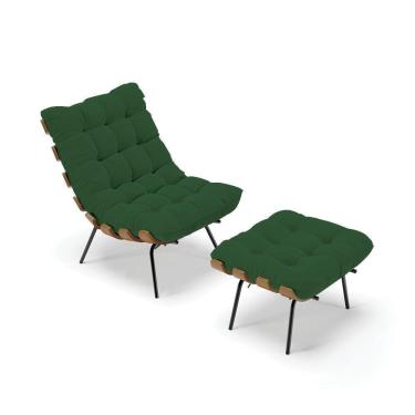 Imagem de Kit 01 Poltrona E 01 Puff Costela Veludo Verde