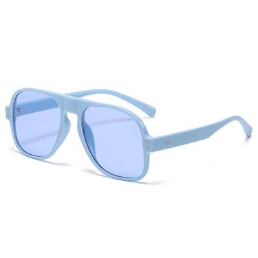 Imagem de Moda Candy Colors Piloto Óculos de Sol Mulheres Retro Designer Rebites Decoração Homens Tendência Verde Quadrado Óculos de Sol, Azul Azul, A